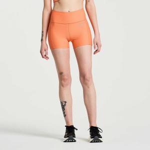 Women's Saucony Fortify 3" Hot Shorts Orange | UAE S74062-R43