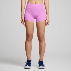 Women's Saucony Fortify 3" Hot Shorts Purple | UAE S05124-Y84