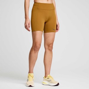 Women's Saucony Fortify 6" Shorts Brown | UAE S10289-X14