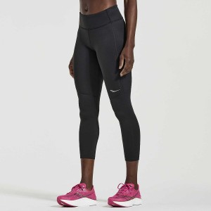 Women's Saucony Fortify Crop Tight Black | UAE S30746-N23