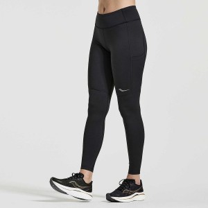 Women's Saucony Fortify Tight Black | UAE S31079-B86