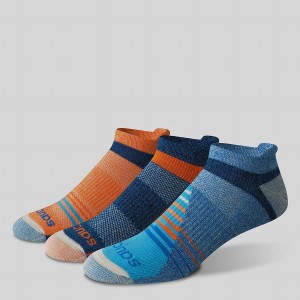 Women's Saucony Inferno Merino Wool Blend No Show 3-Pack Socks Orange / Blue | UAE S98527-Y04