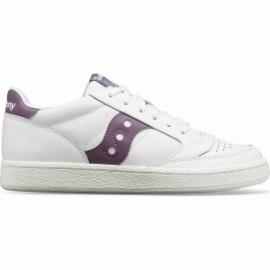 Women's Saucony Jazz Court PU Sneakers White / Purple | UAE S83260-T10