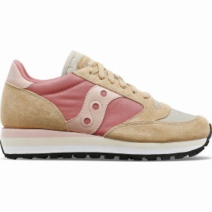 Women's Saucony Jazz Triple Sneakers Beige / Red | UAE S70931-C87