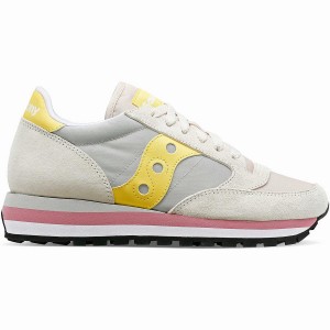 Women's Saucony Jazz Triple Sneakers Grey / Yellow | UAE S69308-Y64