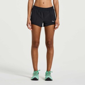 Women's Saucony Outpace 2.5" Split Shorts Black | UAE S69840-A96