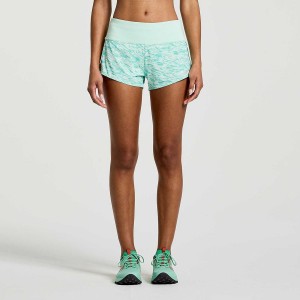 Women's Saucony Outpace 2.5" Split Shorts Turquoise | UAE S92765-S52