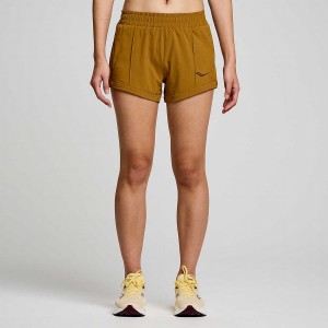 Women's Saucony Outpace 3" Shorts Brown | UAE S87514-P87