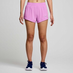 Women's Saucony Outpace 3" Shorts Purple | UAE S97184-X60