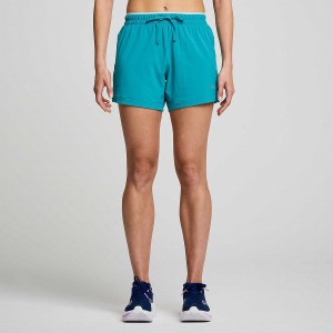 Women's Saucony Outpace 5" Shorts Turquoise | UAE S49710-G78