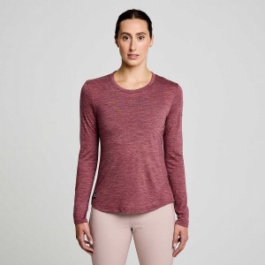 Women's Saucony Peregrine Merino Long Sleeve T Shirts Red | UAE S73401-A17