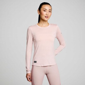 Women's Saucony Peregrine Merino Long Sleeve T Shirts Smoke Heather | UAE S32761-S07