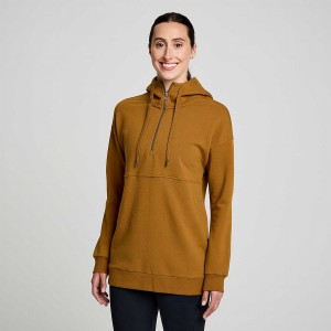 Women's Saucony Recovery Zip Tunic Hoodie Brown | UAE S35149-V86