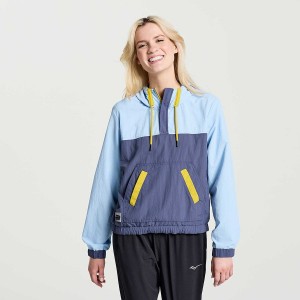 Women's Saucony Rested Anorak Tops Blue | UAE S54761-L91