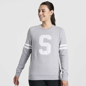 Women's Saucony Rested Crewneck Sweatshirt Light Grey | UAE S26015-L92