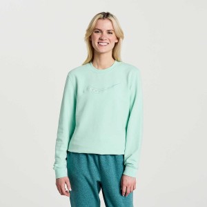 Women's Saucony Rested Crewneck Sweatshirt Turquoise | UAE S64315-Q05