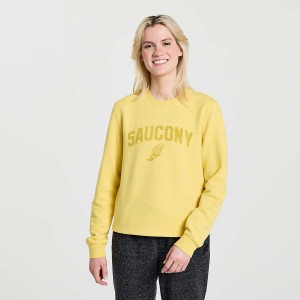 Women's Saucony Rested Crewneck Sweatshirt Yellow | UAE S32581-W26