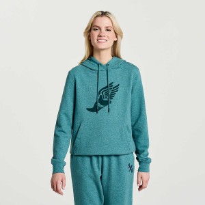 Women's Saucony Rested Hoodie Turquoise | UAE S53197-T46