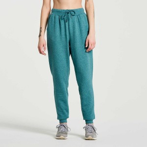 Women's Saucony Rested Sweatpants Turquoise | UAE S41589-R02