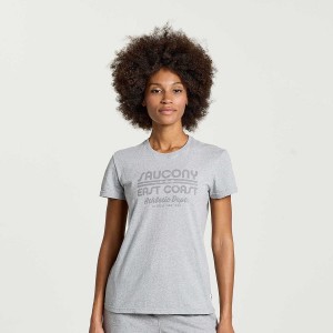 Women's Saucony Rested T Shirts Light Grey | UAE S02715-C29