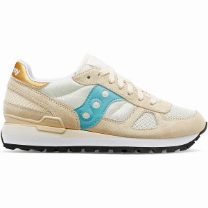 Women's Saucony Shadow Original Sneakers Brown / Turquoise | UAE S81472-U57