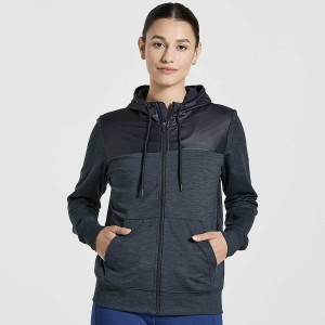 Women's Saucony Solstice Zip Hoody Tops Black | UAE S58437-H60