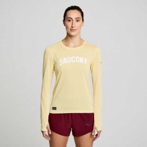 Women's Saucony Stopwatch Graphic Long Sleeve T Shirts Glow Graphic | UAE S54601-H76