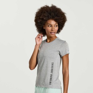 Women's Saucony Stopwatch Graphic Short Sleeve T Shirts Light Grey | UAE S30958-S21