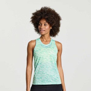 Women's Saucony Stopwatch Graphic Singlet Tank Top Turquoise | UAE S27961-X27