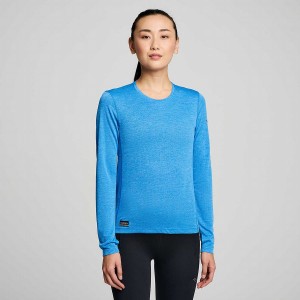 Women's Saucony Stopwatch Long Sleeve T Shirts Blue | UAE S54918-N85