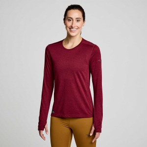 Women's Saucony Stopwatch Long Sleeve T Shirts Red | UAE S43870-A82