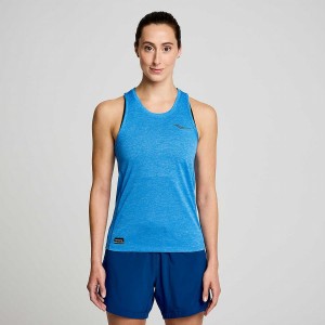 Women's Saucony Stopwatch Singlet Tank Top Blue | UAE S53694-W98