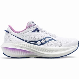 Women's Saucony Triumph 21 Running Shoes White / Indigo | UAE S96320-U08