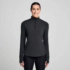 Women's Saucony Triumph 3D 1/2 Zip Tops Black | UAE S71964-P63