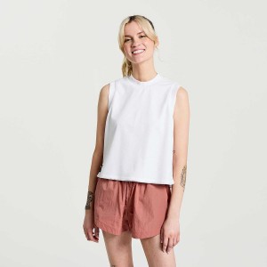 Women's Saucony Unwind Sleeveless Tops White | UAE S65387-J30