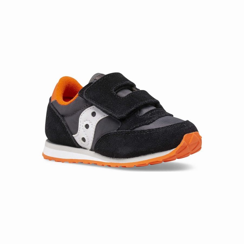 Kids' Saucony Baby Jazz Hook & Loop Sneakers Black / Grey / Orange | UAE S82641-F80