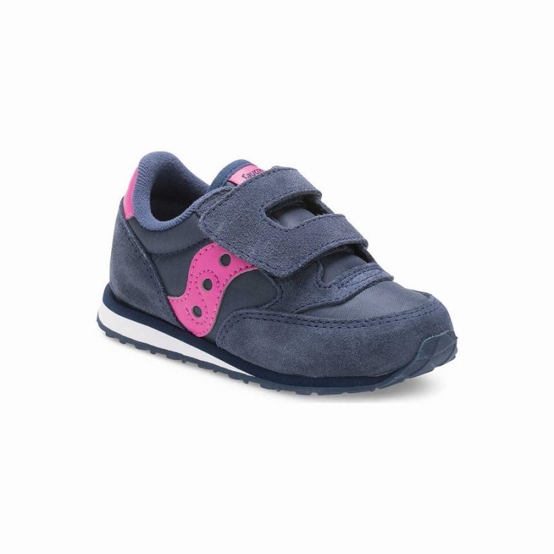 Kids' Saucony Baby Jazz Hook & Loop Sneakers Navy / Pink | UAE S73064-W46