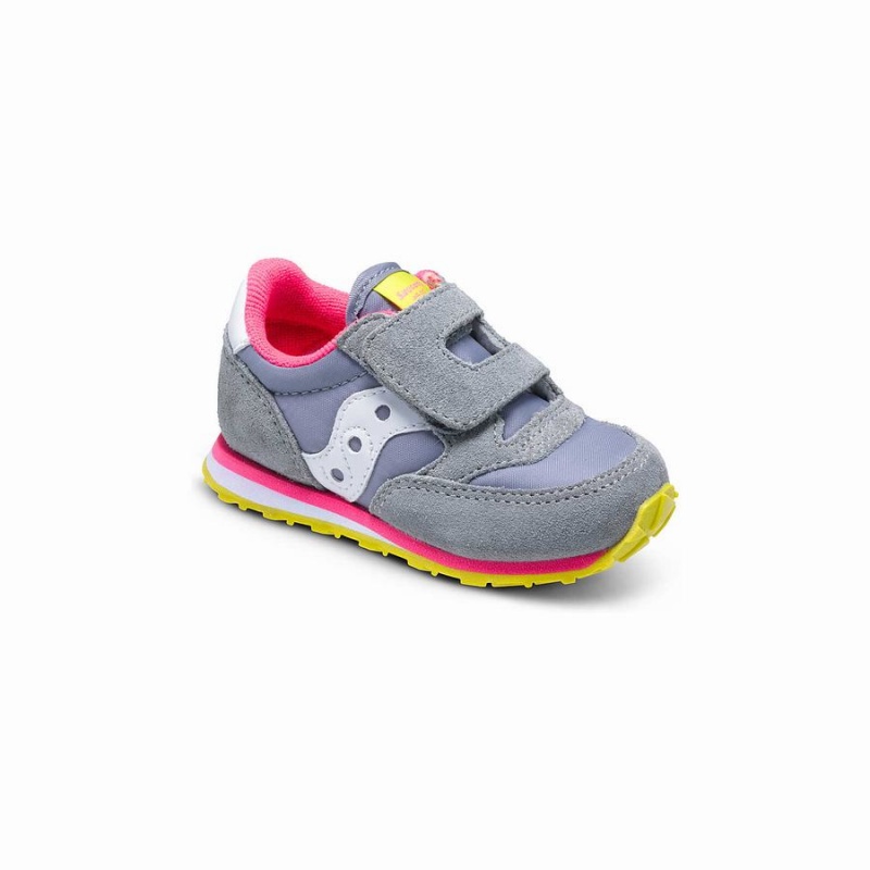 Kids' Saucony Baby Jazz Hook & Loop Sneakers Grey / Pink | UAE S73169-Y43