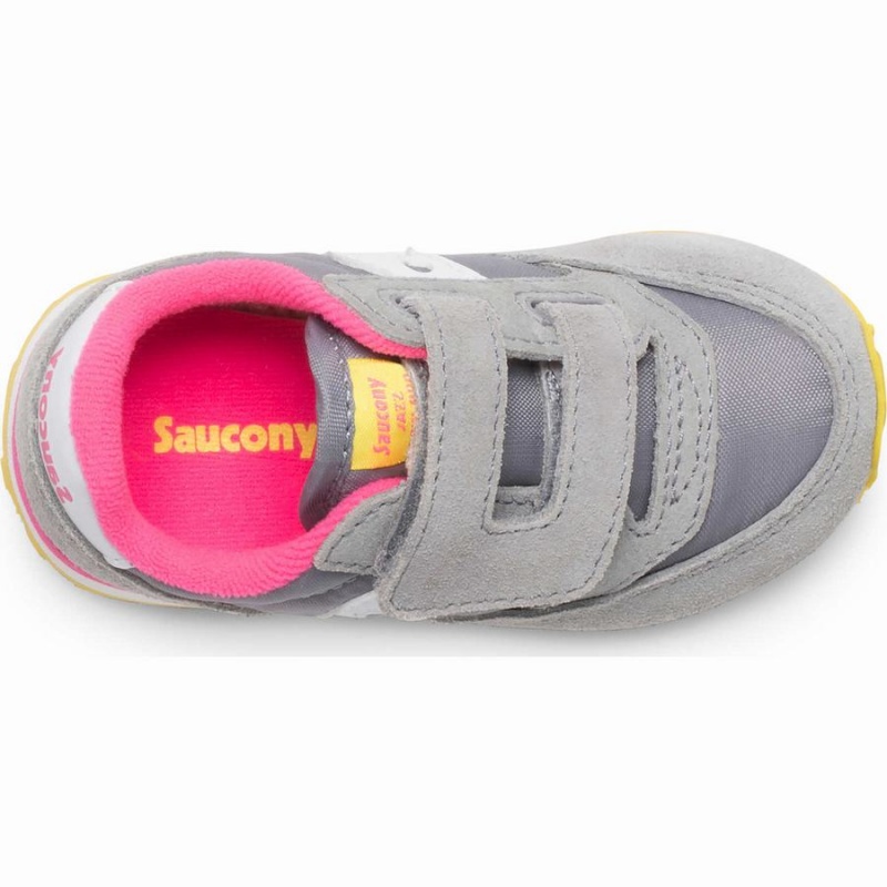 Kids' Saucony Baby Jazz Hook & Loop Sneakers Grey / Pink | UAE S73169-Y43