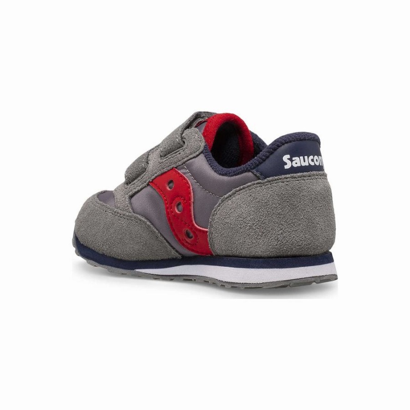 Kids' Saucony Jazz Hook & Loop Sneakers Grey / Navy / Red | UAE S73809-K94