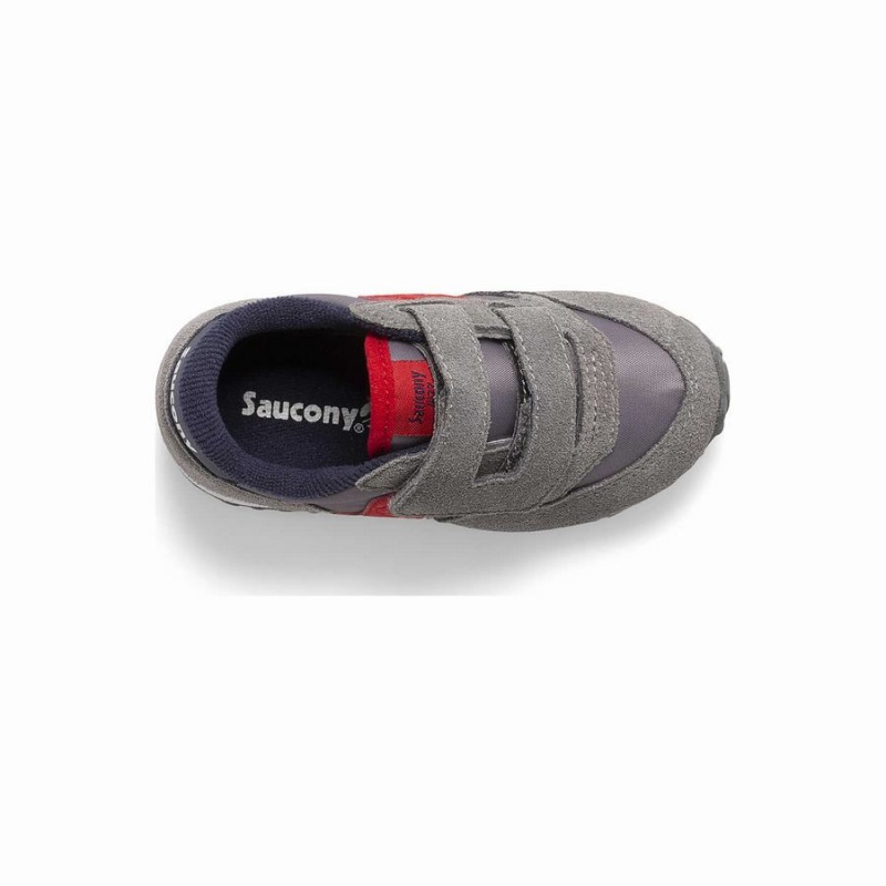 Kids' Saucony Jazz Hook & Loop Sneakers Grey / Navy / Red | UAE S73809-K94