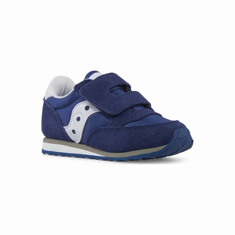 Kids' Saucony Jazz Hook & Loop Sneakers Navy / White | UAE S05839-A61