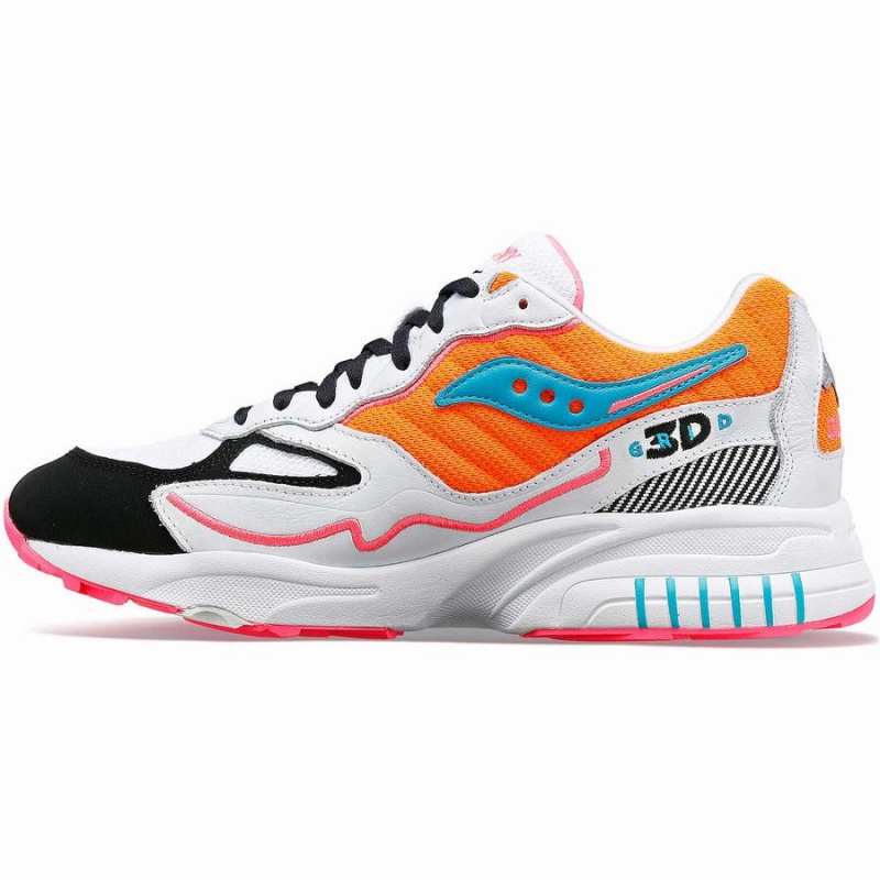 Men's Saucony 3D Grid Hurricane Sneakers White / Orange | UAE S03149-L96