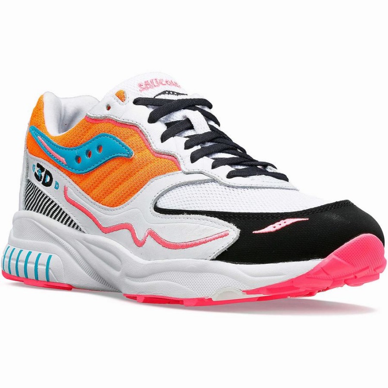 Men's Saucony 3D Grid Hurricane Sneakers White / Orange | UAE S03149-L96