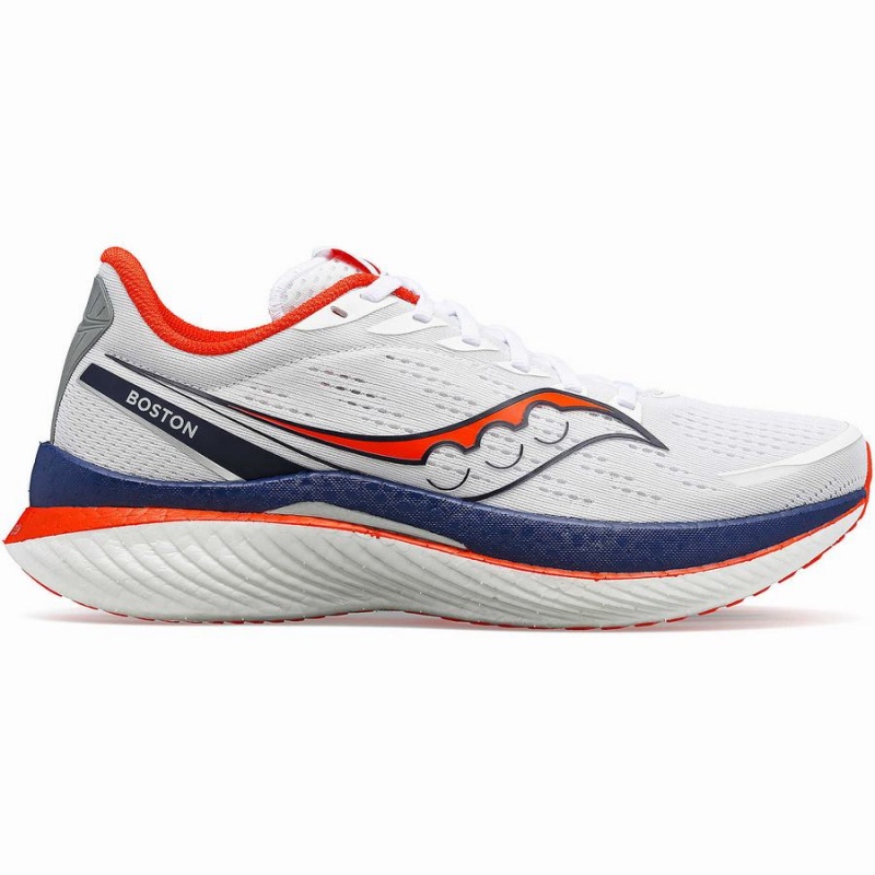 Men\'s Saucony Boston Endorphin Speed 3 Running Shoes White / Navy | UAE S38561-A76