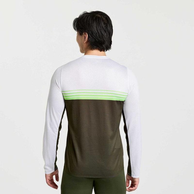 Men's Saucony Elite Long Sleeve T Shirts Umbra | UAE S02786-P30