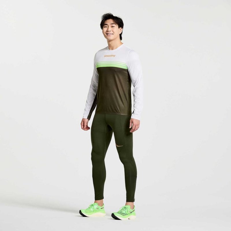 Men's Saucony Elite Long Sleeve T Shirts Umbra | UAE S02786-P30