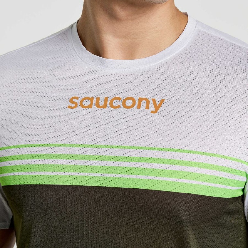 Men's Saucony Elite Short Sleeve T Shirts Umbra | UAE S32148-J03