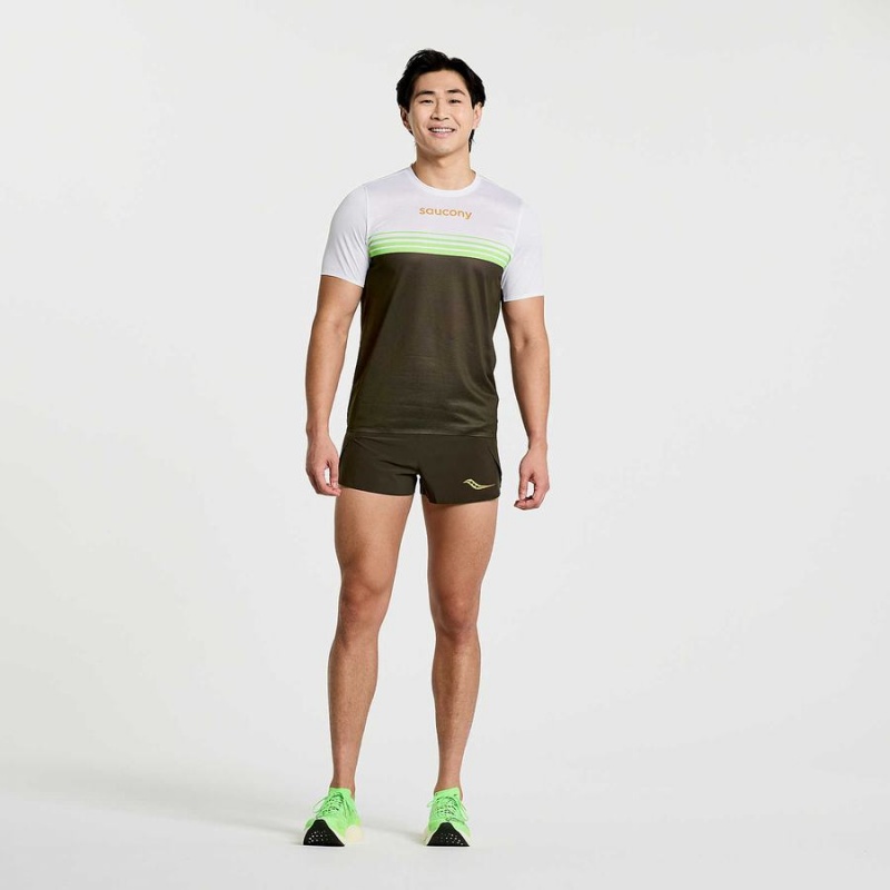 Men's Saucony Elite Short Sleeve T Shirts Umbra | UAE S32148-J03