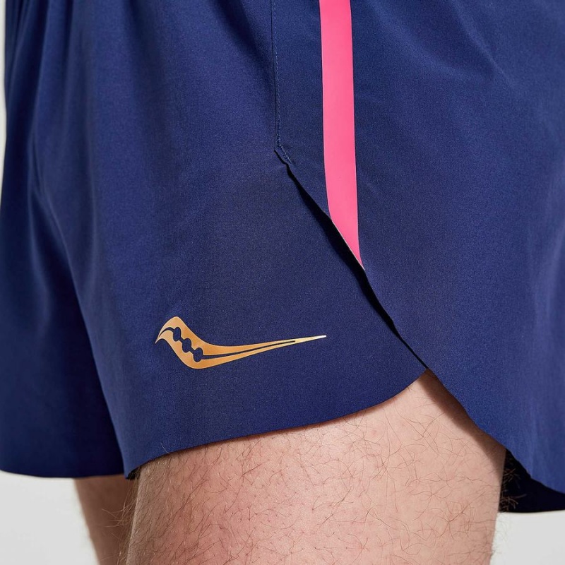 Men's Saucony Elite Split Shorts Navy | UAE S84530-U90